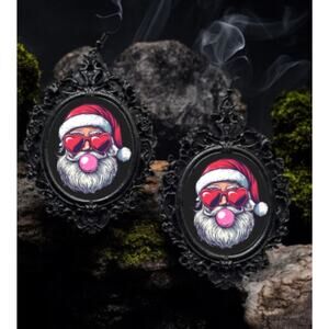 Bubble Gum Santa Earrings Merry Punk Christmas Hearts